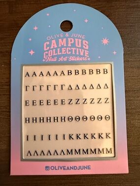 BRAND NEW! 72 Olive & June Campus Collective Nail Art Stickers - Black letters